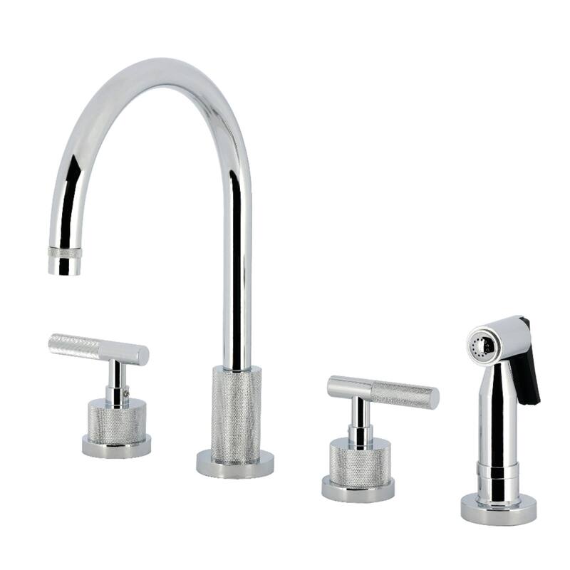 Kingston Brass Essex Double-Handle Wall-Mount Pre-Rinse Bridge Kitchen Faucet - Polished Chrome