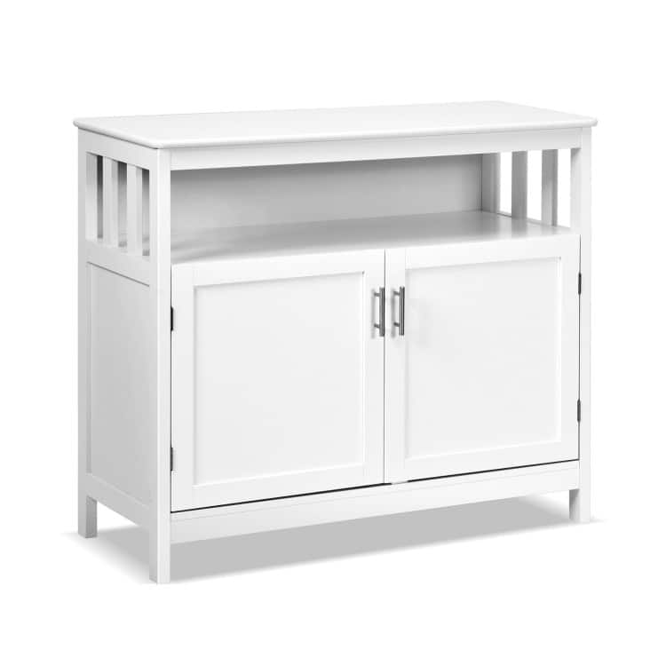 Kitchen Buffet Server Sideboard Storage Cabinet with 2 Doors and Shelf - 40" x 16" x 34" (L x W x H) - White