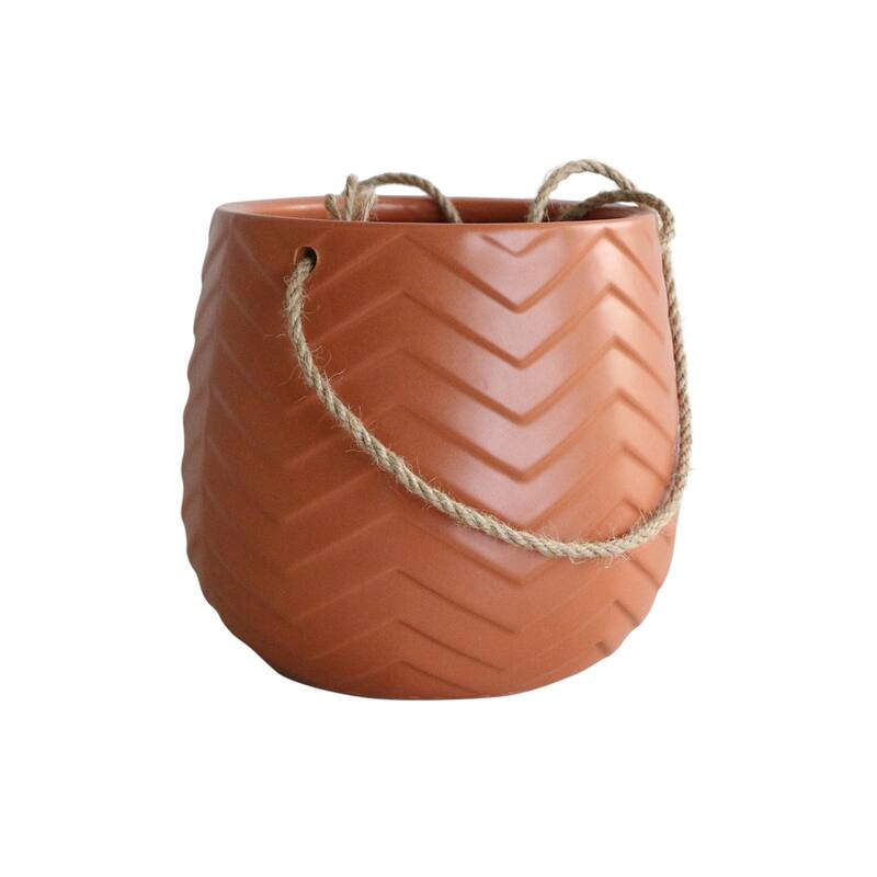Sagebrook Home Neutral Textured Ceramic Hanging Planter