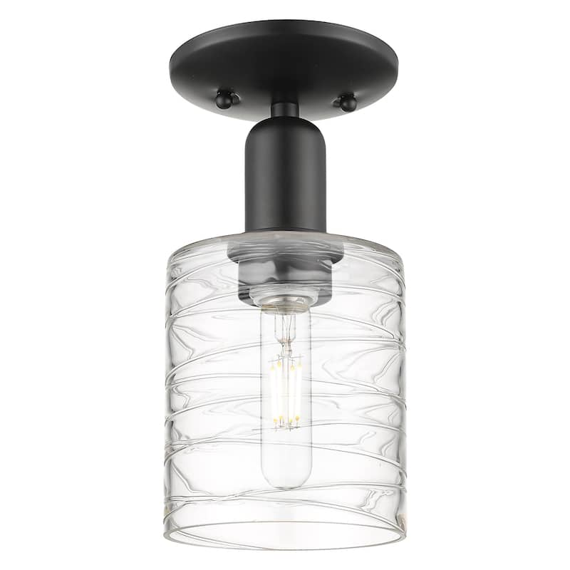 Innovations Lighting 716-1C-11-5 Cobbleskill Semi-Flush Cobbleskill 5" - Matte Black / Deco Swirl