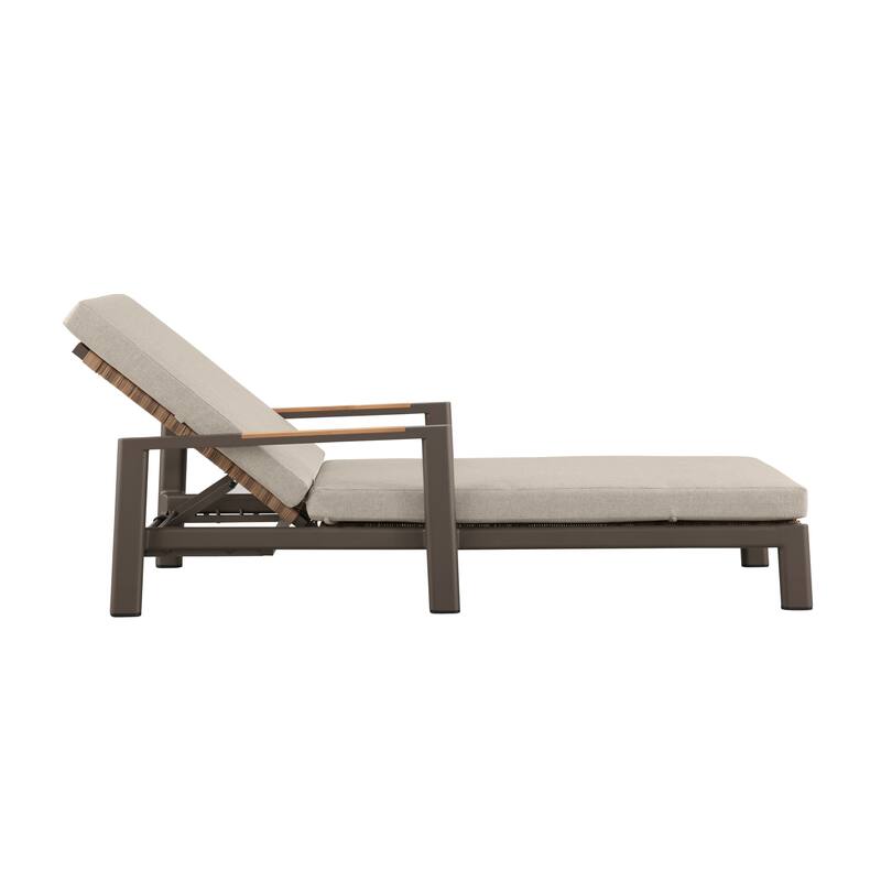 Arlo Teak & Wicker Aluminum Dual-Use Outdoor Chaise Lounge (Set of 2)