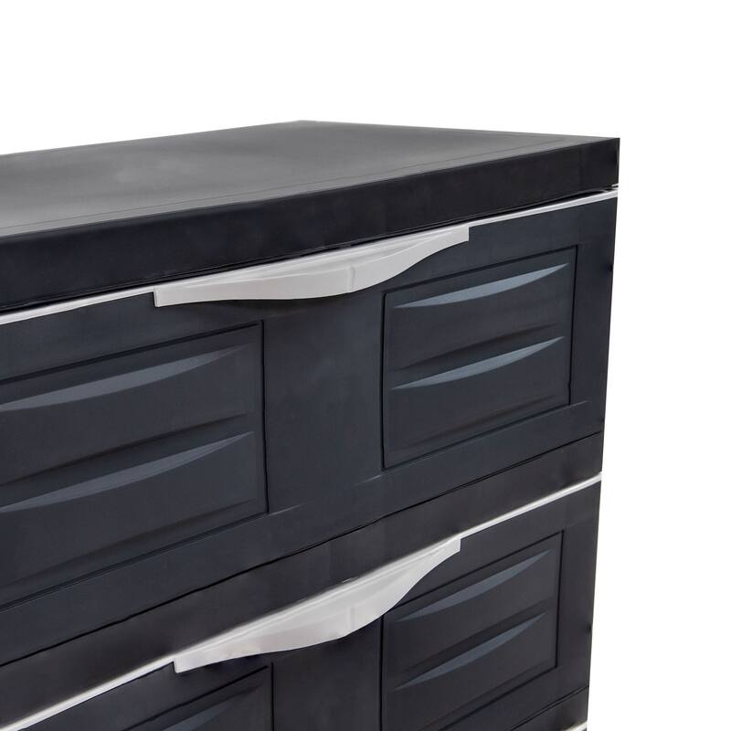 HomeRoots 30" Dark Gray Heavy Duty Plastic Three Drawer Utility Cabinet - 23.25 in. x 29.50 in. x 14.00 in.