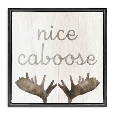 Stupell Nice Caboose Bathroom Moose Antlers Framed Floater Canvas Wall Art Design by Lil' Rue
