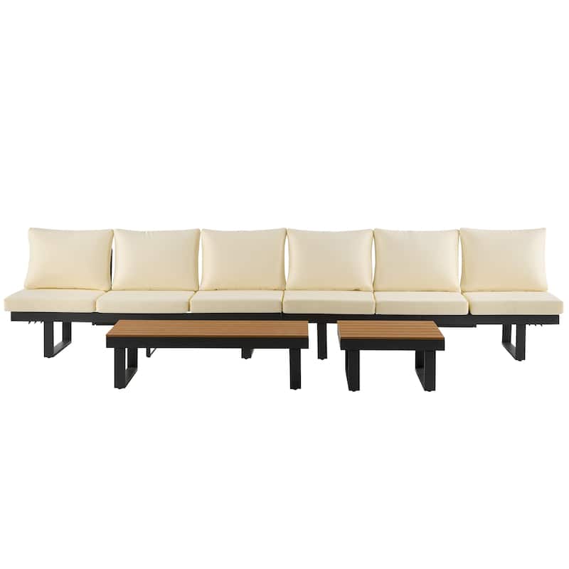 Outdoor Sectional Sofa Set, Patio Conversation Set,Patio Seating Group Outdoor Daybed with Adjustable Reclining Seats