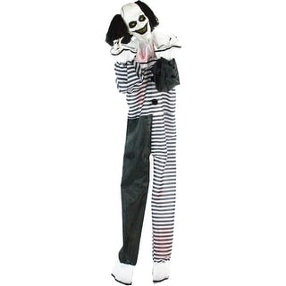 Haunted Hill Farm Life-Size Animatronic Clown, Indoor/Outdoor Halloween Decoration, Red Flashing Eyes, Poseable, Battery