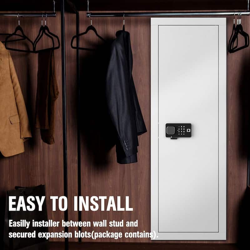 53" Assembled In Wall Hidden Gun Safe Cabinet with 3 Removable Shelves and 1 Adjustable Rack