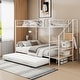 preview thumbnail 2 of 12, Twin Over Full Metal Bunk Bed with Trundle, Storage Ladder, and Built-in Wardrobe for Kids Room