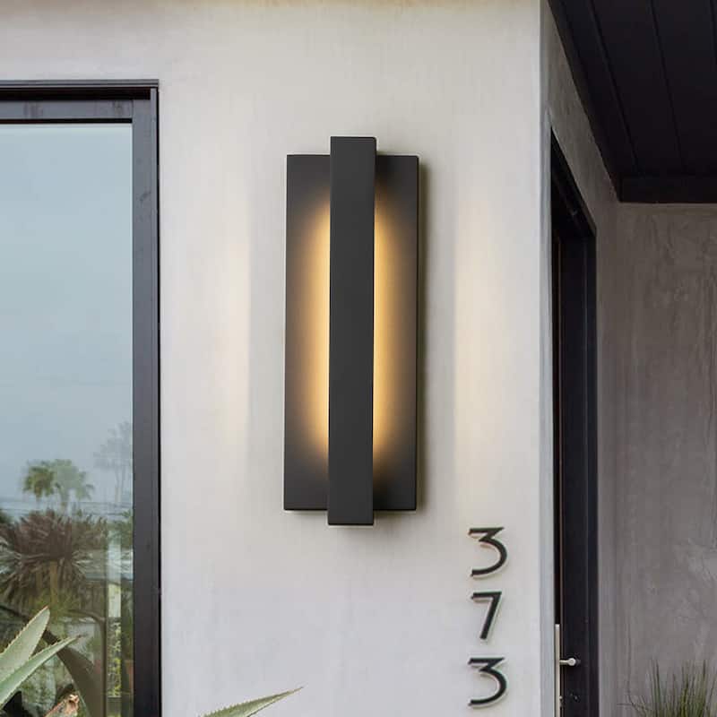 Modern Black Outdoor Wall Lights Aluminum Linear Dimmable LED Wall Sconce Lights for Outside - 13.6 in. H