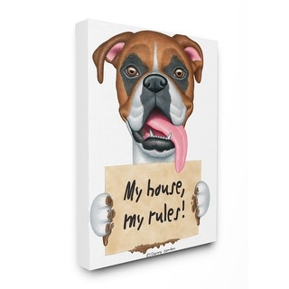 Stupell My House My Rules Quote Funny Dog Home Pet Sign Canvas Wall Art 