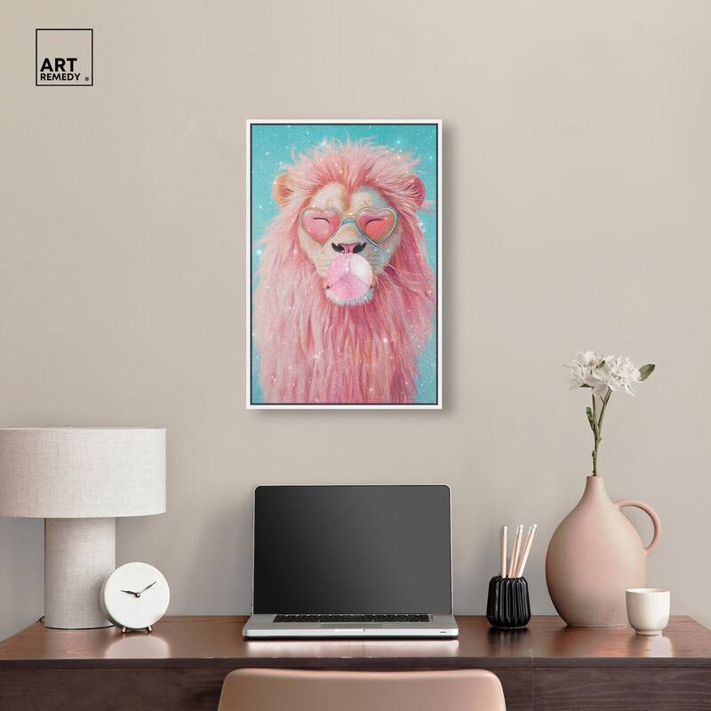 Pastel Lion Bubblegum Canvas by Art Remedy