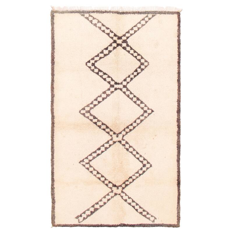 ECARPETGALLERY Hand-knotted Beni Ourain Cream Wool Rug - 5'7 x 9'2 - Cream - 5'7 x 9'2