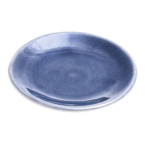 Novica Handmade Just Blue Small Celadon Ceramic Plate
