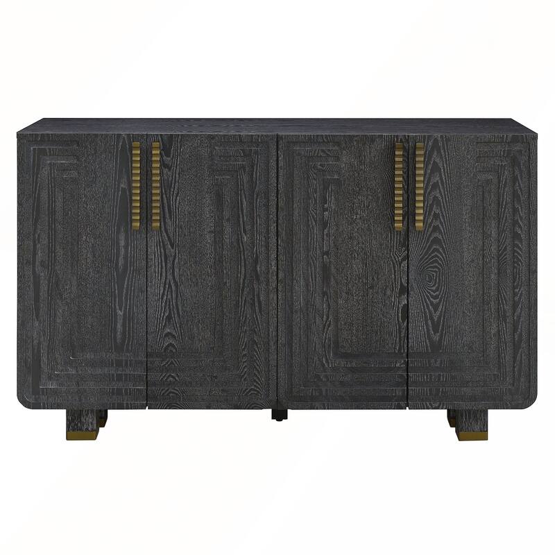 4 Doors Vintage Fluted Sideboard Cabinet with Adjustable Shelves