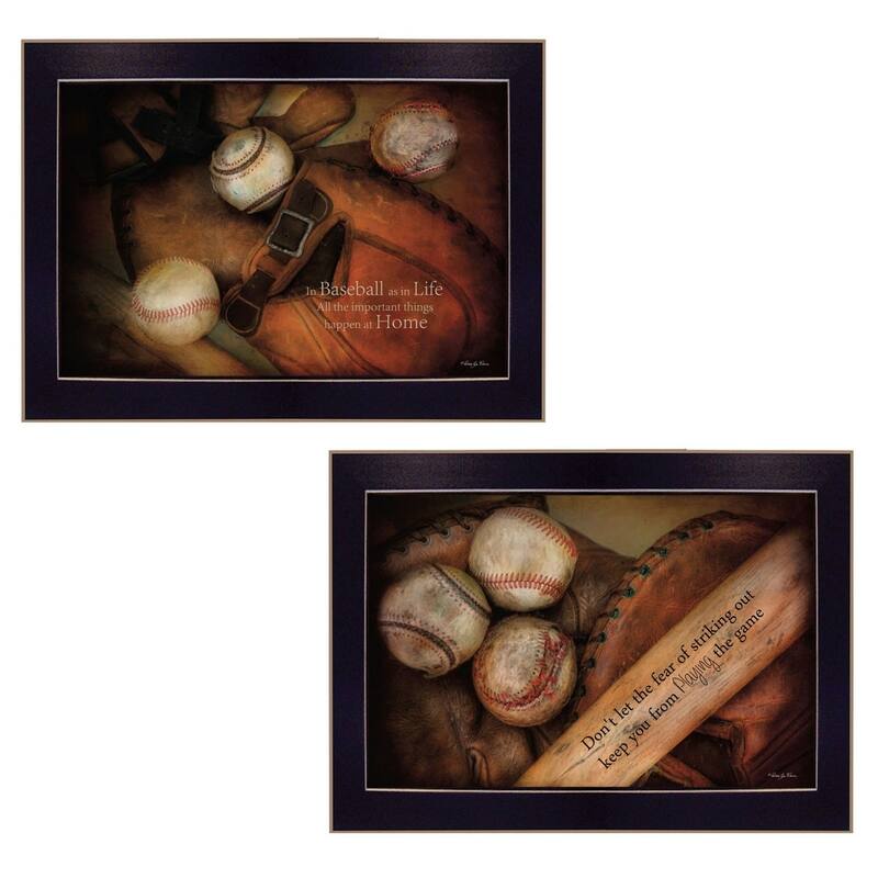 TrendyDecor4U Contemporary "Baseball Collection" 2-Piece Vignette by Robin-Lee Vieira