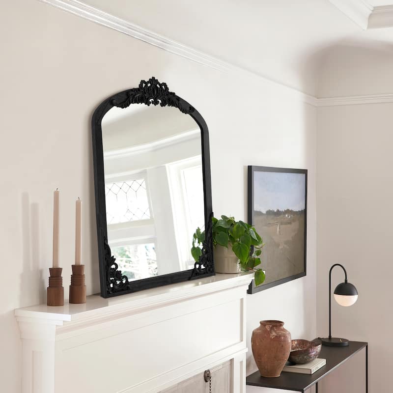Lumioca Carved Solid Wood Arched Standing Mirror Wall Mirror
