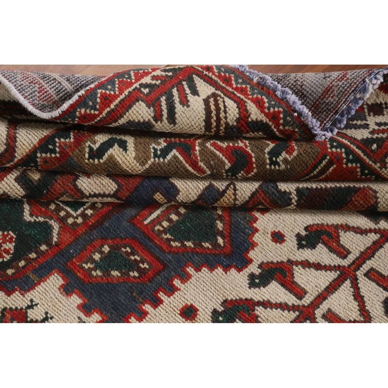 Geometric Bakhtiari Persian Vintage Rug Handmade Tribal Wool Carpet - 4'11"x 10'1"