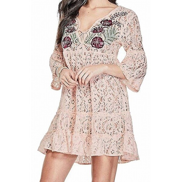 guess pink lace dress