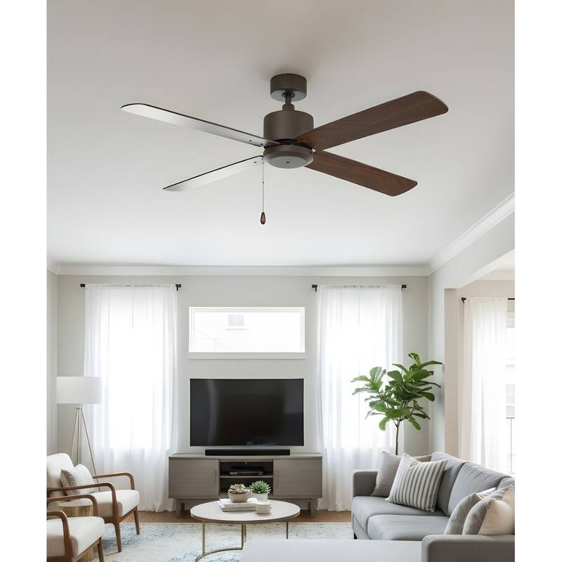 52" Aldea IV 4-Blade Ceiling Fan Oil Rubbed Bronze Finish and Walnut Blade Finish