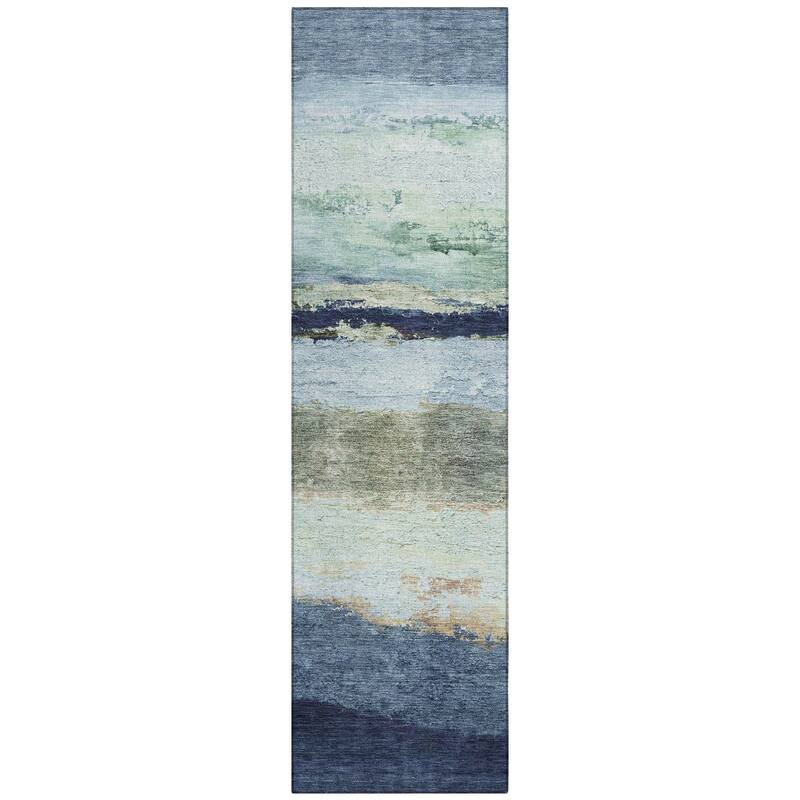 Machine Washable Indoor/Outdoor Watercolor Ombre Chantille Rug