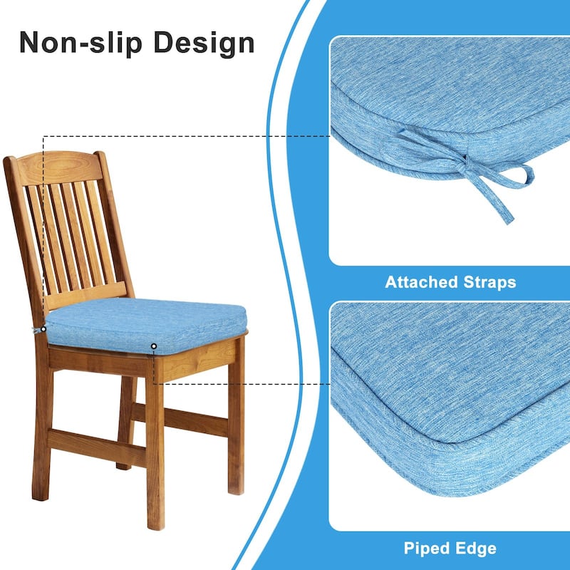 Aoodor Outdoor Dining Chair Cushions Set of 2, Outdoor Chair Pads with Ties, 21 x 21 inch - 21"x21"