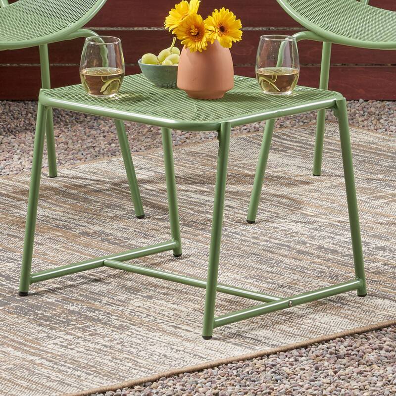 Bucknell Outdoor Iron Metal Mesh Side Table by Christopher Knight Home - 19.5x18x16.25 - Matte Green