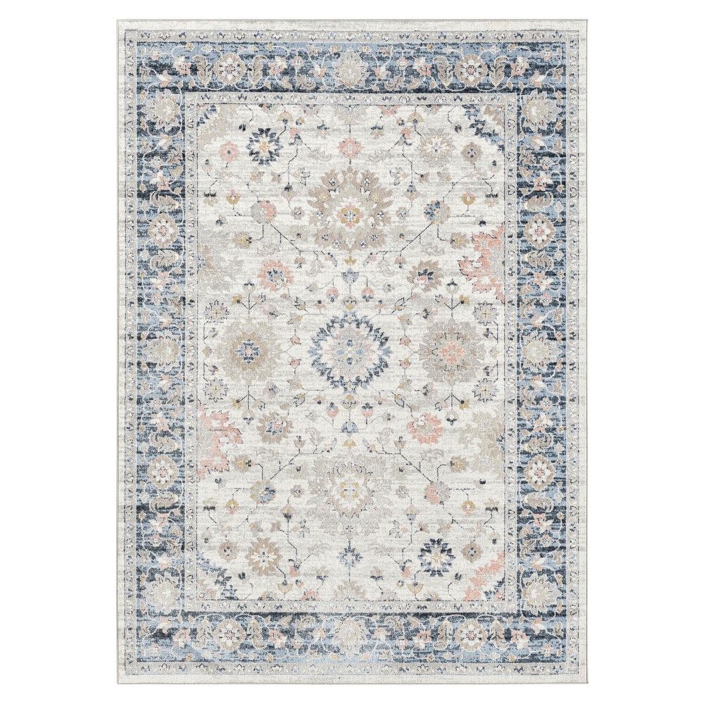 Everwash Treasure Lina Traditional Medallion Machine Washable Area Rug
