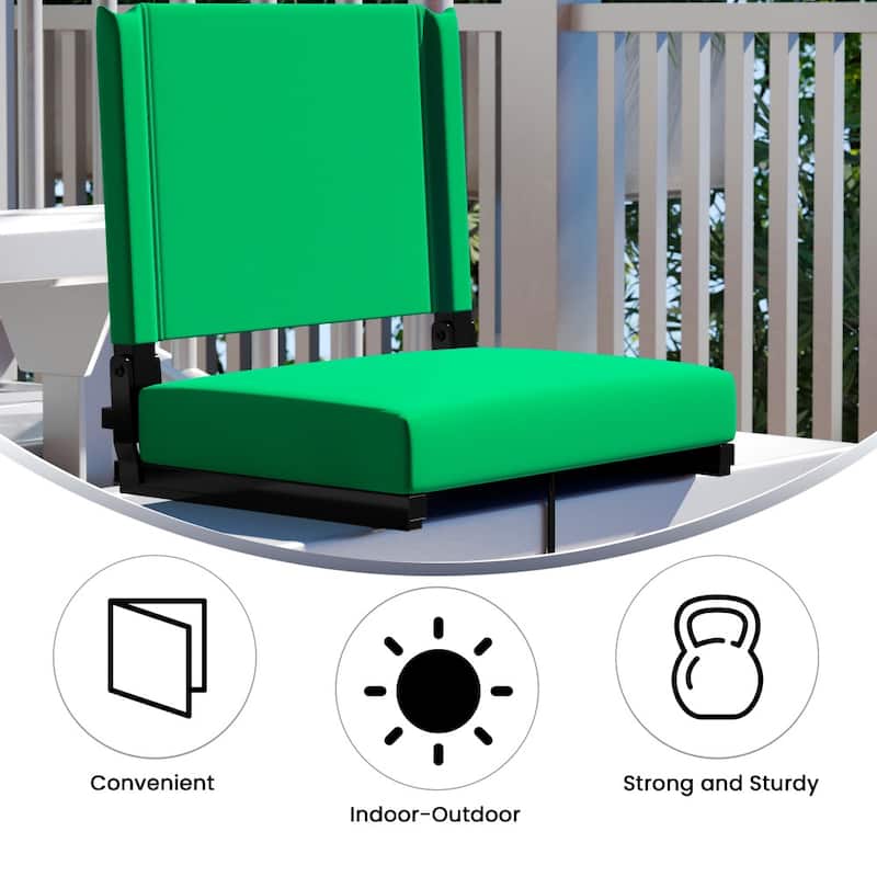 Padded Stadium Chairs with Handles and Bleacher Hooks (Set of 2) - 14"D x 18"W x 18"H