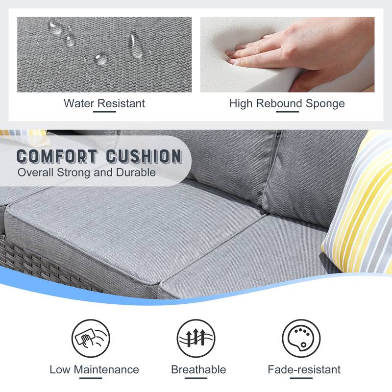 OVIOS 7-piece Wicker Sectional Sofa Swivel Rocking Chair Set