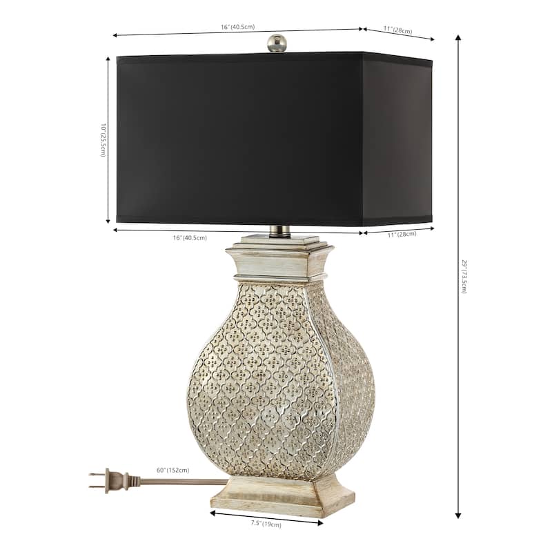 SAFAVIEH Lighting Wiltrud 30-inch Spain Silver Finish Table Lamp (Set of 2) - 16"x11"x29" - 16Wx11Dx29H