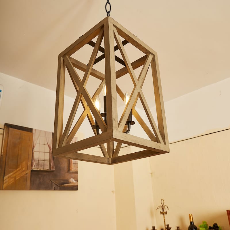 3 Light Candle Style Rectangle / Square Chandelier - 20.23"*12.12"*12.12"