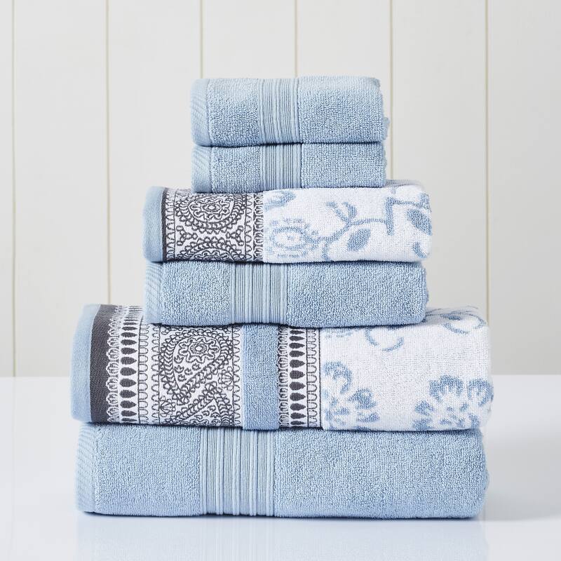 Modern Threads Ophelia 6-Piece Yarn Dyed Jacquard Towel Set - Blue