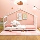 preview thumbnail 4 of 8, Costway Twin Size House Bed with Roof Wooden Low Floor Bed No Box