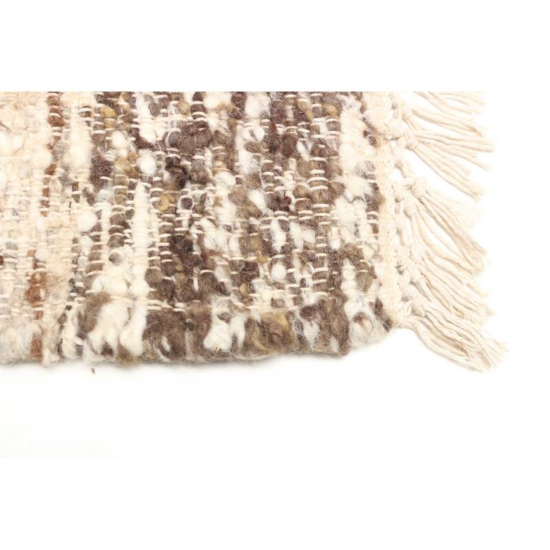 ECARPETGALLERY Braid weave Sienna Beige Wool Rug - 5'7 x 7'9