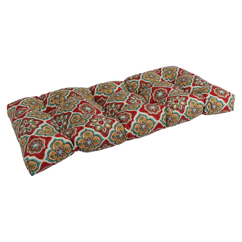 42-inch by 19-inch Tufted Indoor/Outdoor Loveseat/Bench Cushion - 19" x 42" - Adonis Jewel