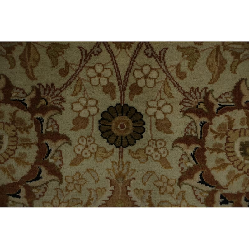 Hand Knotted Oriental 100% Wool Carpet Traditional All-Over Green Ziegler Area Rug - 8' 10'' X 6' 2''