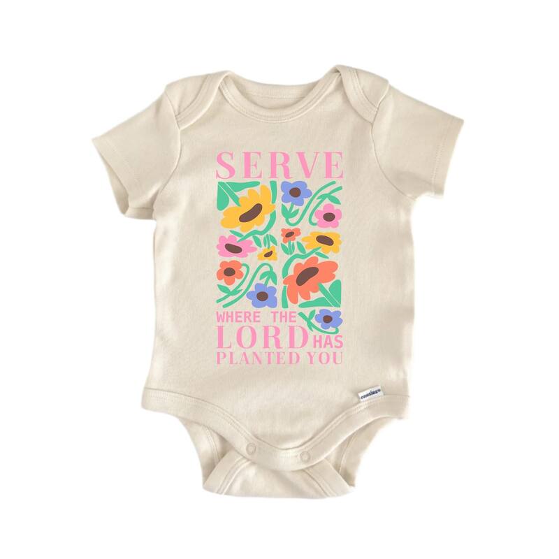 Serve Planeted Jesus Christian Religious God - Baby Boy Girl Clothes Bodysuit - Blue - 0-3M