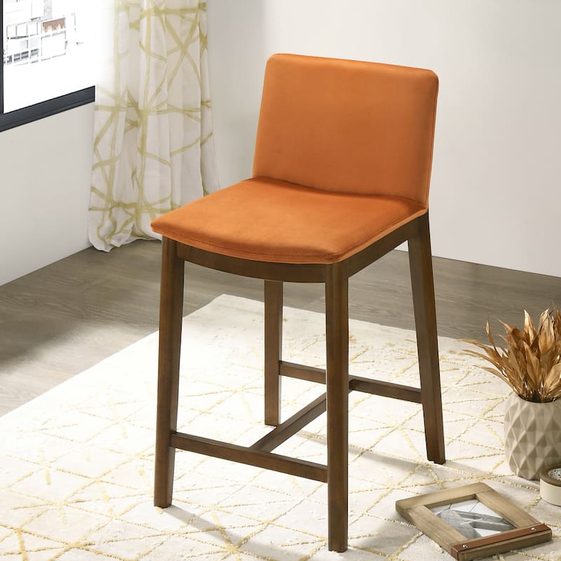 Shila Comfortable Counter Stool - Orange Velvet