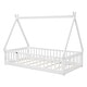 preview thumbnail 1 of 13, Twin Tent-shaped Floor Bed, Pine Fun Playhouse Bed Frames, With Guardrails, Slats, Door, House Bed Frame With Roof White