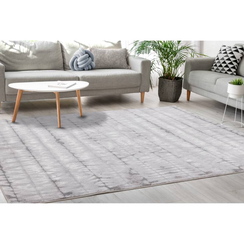 Isabelle Collection - Grey/White Soft Tie Dye Rug