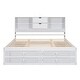 preview thumbnail 11 of 12, White King Size Platform Storage Bed Frame with Bookcase Headboard & 8 Drawers, Storage Compartments for Teens Adults