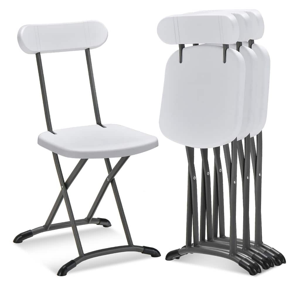 Gymax 4-Pack Folding Chair w/ Metal Curved Feet Wide Seat & Ergonomic