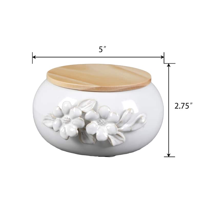 5.52" Ceramic Flower Candle w Lid
