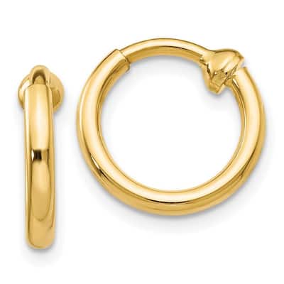 Curata 14k Yellow Gold Polished Non-Pierced Hoop Earrings (2mmx10mm)