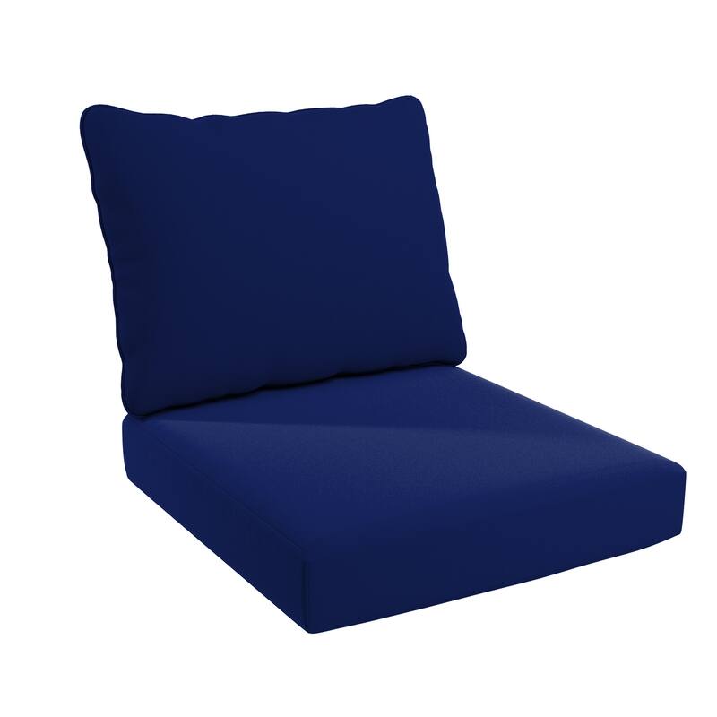 California Umbrella Outdoor Deep Seat Cushion Set, 24" x 48", Sunbrella Fabric, Densified Fiber Fill - True Blue