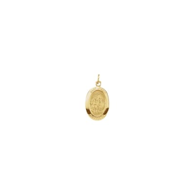 Curata 14k Yellow Gold 15x11mm Polished Oval St. Joseph Medal Necklace, 16"