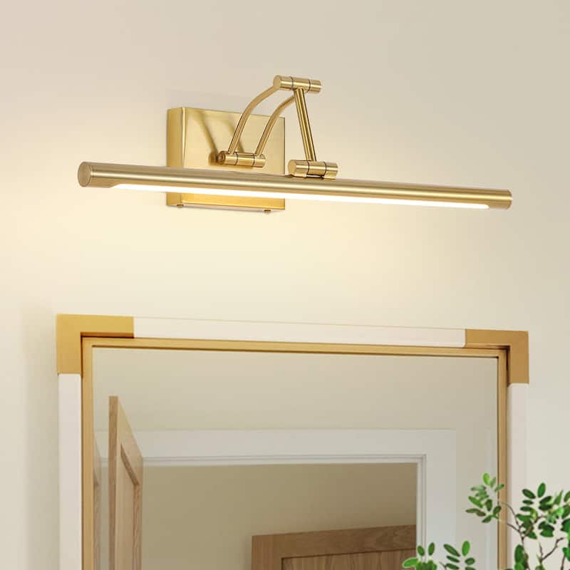 Adjustable LED Linear Wall Sconce Dimmable Modern Vanity Picture Light - Brass