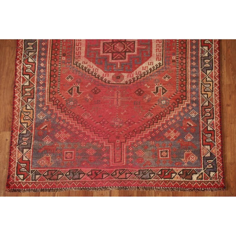 Tribal Qashqai Persian Antique Area Rug Hand-knotted Wool Carpet - 3'4"x 4'10"