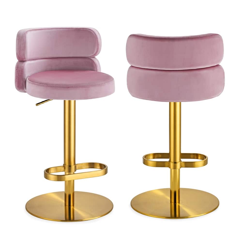 CAROCC Bar Stools Adjustable Armless velvet Barstool（1 pcs）