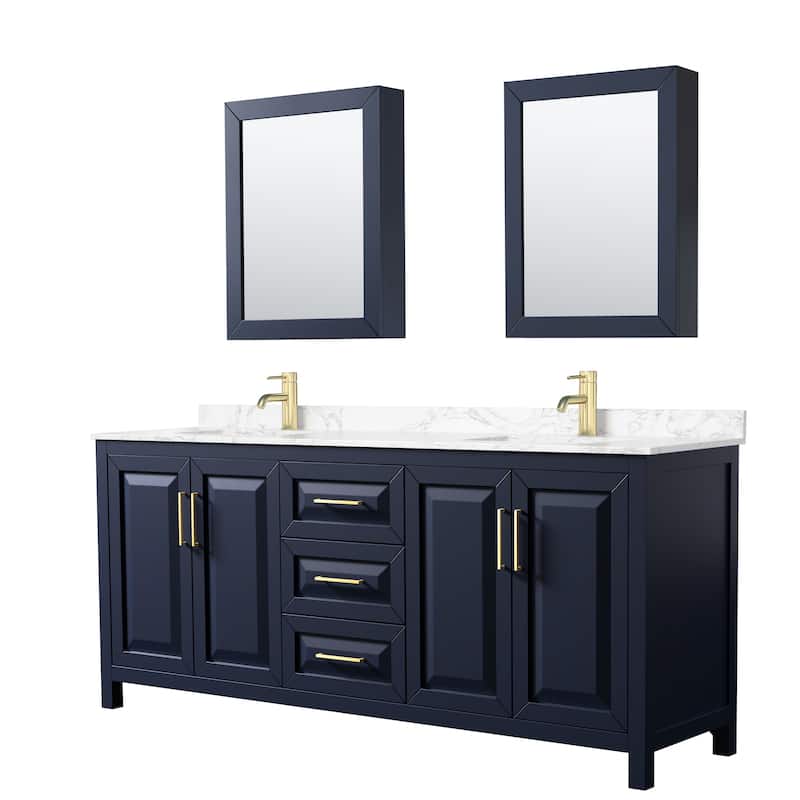Daria 80 Inch Double Vanity, Cultured Marble Top, Medicine Cabinets