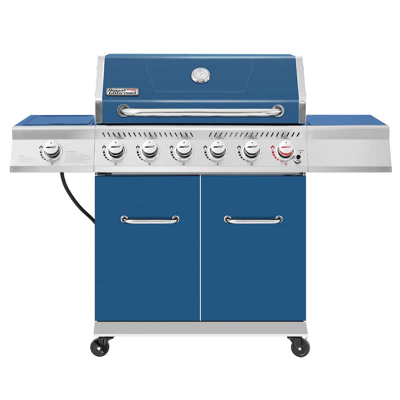 Royal Gourmet 6-Burner Gas Grill with Sear Burner and Side Burner - Blue